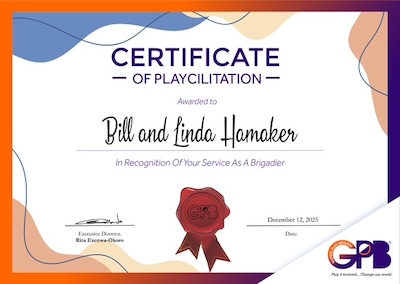 Global Play Brigade Certificate